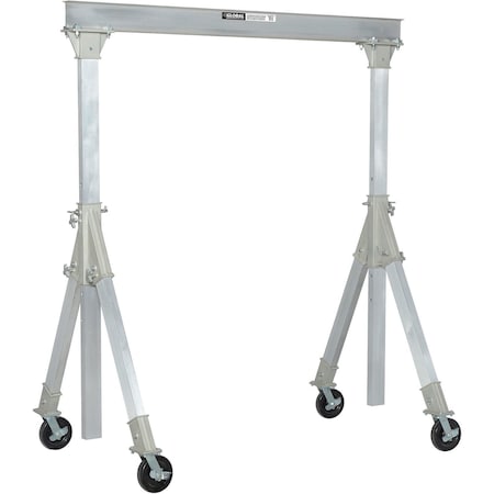 Global Industrial Aluminum Gantry Crane, KD, 2000 lb Load Cap, Adjustable Height, 8'W I-Beam 298480